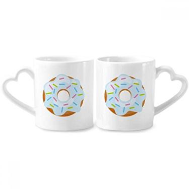 Imagem de Conjunto de canecas de porcelana casal, sobremesa, comida doce, rosquinha, cerâmico, copo, coração, coração