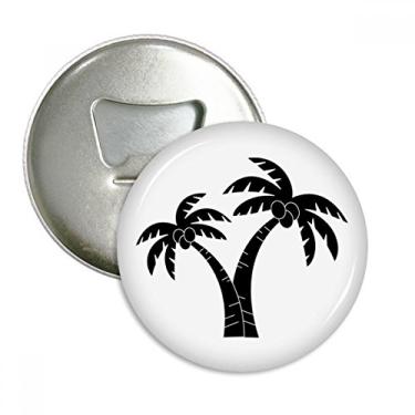 Imagem de Abridor de garrafas com ímã de geladeira com contorno de praia e planta de coqueiro emblema multifuncional