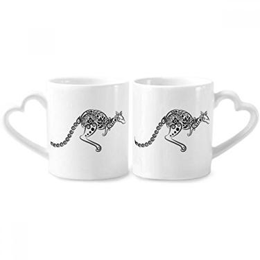 Imagem de Conjunto de canecas de porcelana para casais, com ilustração de esqueleto de canguru, sabor da Austrália, coração