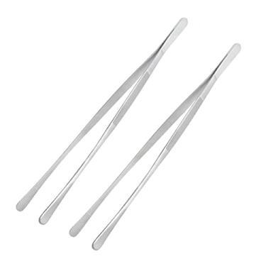 Imagem de 2 pinças de aço inoxidável de 30,5 cm com clipe antiderrapante pinça profissional de cozinha para bife, comida do mar e churrasco