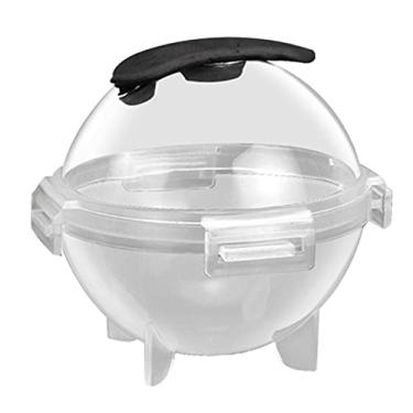 Imagem de Molde de bola de gelo de uísque, molde de bola de gelo pequena de grau alimentício PP com tampa, fácil de desmolar, bandeja compacta para cubo de gelo de forma grande para cozinha preta