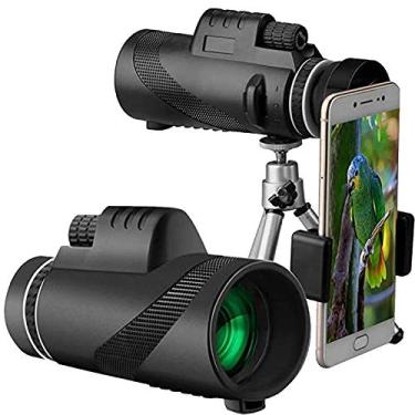 Imagem de Monocular 40x60, 2021 telescópio monocular para celular, monóculo HD de alta potência com suporte para telefone e tripé, design de lente prisma BAK4, para viagens, observação de pássaros