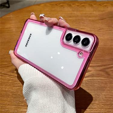Imagem de Estojo de acrílico transparente de luxo para Samsung S23 S22 Ultra S21 Plus FE A73 A53 A33 A13 A22 A32 A52 A72 A12 Capa de moldura de silicone, rosa, para A03 (164 polegadas)
