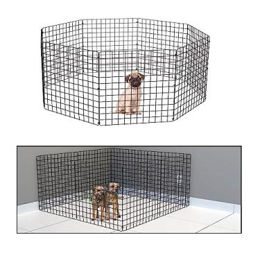 Imagem de Cercado para Cachorros 60cm Altura Dobravel 8 Telas Preto Articulado Móvel Portátil Cercadinho para Porquinho da Índia