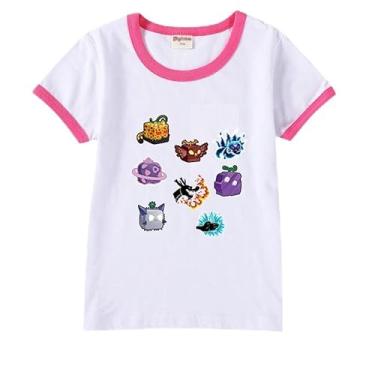 Imagem de Blox Fruits Kids Summer Camiseta de manga curta algodão para bebês meninos moda camisetas para meninas meninas roupas para adolescentes camisas chlid, B4, 13-14 Years