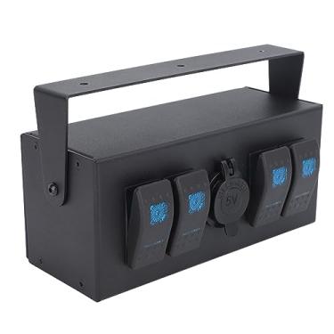 Imagem de Painel de interruptor basculante versátil à prova de fogo resistente à água 4 Gang Rocker Switch Box para navios, iates, trailers, ônibus, fácil controle de acessórios e dispositivos elétricos
