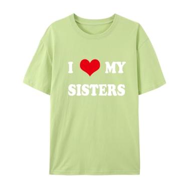 Imagem de Camiseta de manga curta unissex I Love My Sisters - Camiseta combinando para a família, Verde Matcha, P