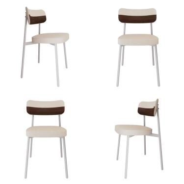 Imagem de Cadeira Alloa Fixa com 4 Pés 50 X 44,7 X 83,8 Cm com 4 Unidade Palha/Whisky/Branco Epoxi