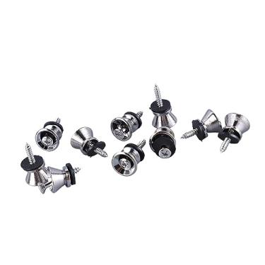 Imagem de Fechaduras de Cinta de Guitarra Elétrica, Pinos de Extremidade de Cinta de Guitarra, Travas de Cinta de Guitarra de Metal para Hardware (Prata)