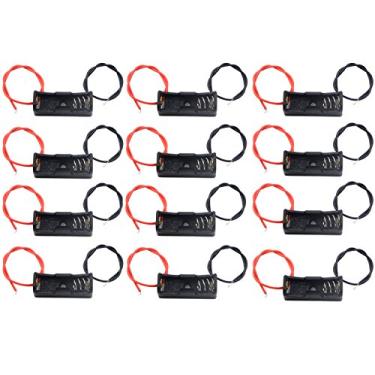 Imagem de WAYLLSHINE 12 peças/1 dúzia de 12V 23A clipe de mola de bateria preto plástico 1x23A caixa de suporte de bateria 11,9 cm cabos de fio preto e vermelho