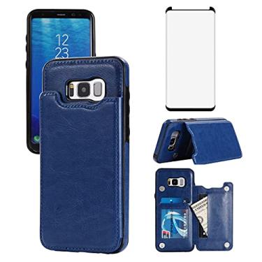 Imagem de Asuwish Capa carteira compatível com Samsung Galaxy S8 Plus e protetor de tela de vidro temperado com suporte para cartão, capas de celular para Glaxay S8plus S 8 8plus 8S Edge S8+ SM-G955U mulheres