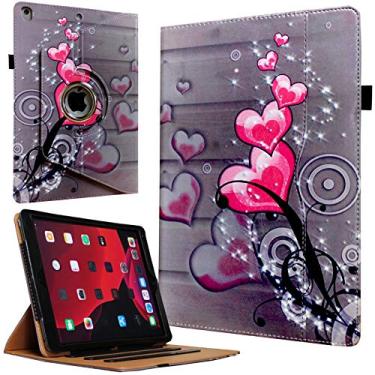 Imagem de JYtrend Capa para iPad 9,7 (2018) 6ª/(2017) 5ª geração, iPad Air 1 (2013)/Air 2 (2014), suporte giratório de visualização multiângulo 360 com suporte para bolso/caneta, despertar/hibernar