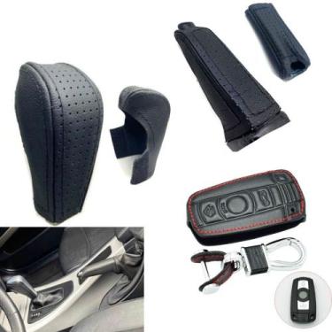 Imagem de Kit 3 Capas couro Chave + manopla câmbio e freio mão Bmw X1 Turbo 2010
