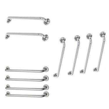 Imagem de Alça de Apoio Inox Barra Kit 10 Unidades 40cm 70cm 80cm Acessibilidade