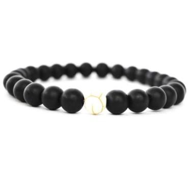 Imagem de Pulseira Murano Black com Howlita Branca - Vorax Acessórios, M - 18cm 