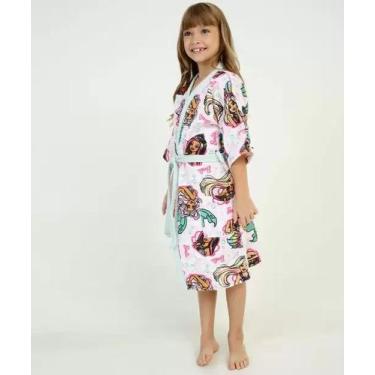 Imagem de Roupao Felpudo Infantil Quimono  Barbie Reinos Magicos P - Lepper