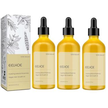 Imagem de Óleo natural de crescimento capilar EELHOE de 180 ml, óleo de alecrim orgânico para cabelos secos danificados e finos. (3 peças)