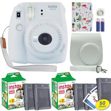 Imagem de Fujifilm Câmera instantânea Instax Mini 9 Smokey White + 50 filmes + capa + mini álbum