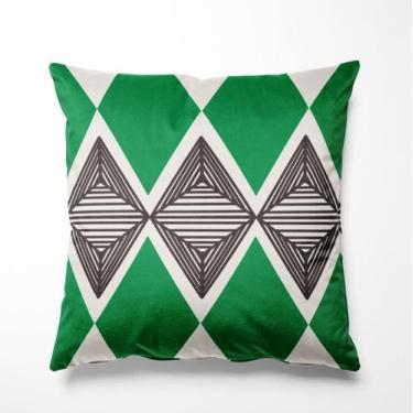 Imagem de Almofada Veludo Estampado 40x40cm Oásis Verde/Preto - FASTLAR