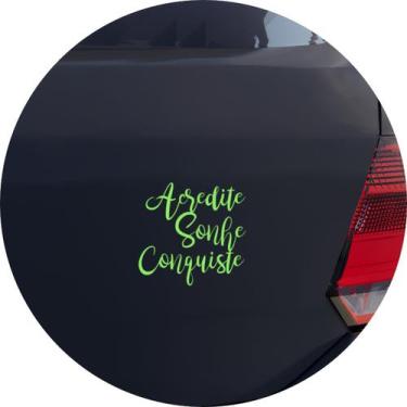 Imagem de Adesivo de Carro Acredite Sonhe Conquiste - Cor Verde Claro - Melhor A