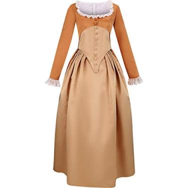 Imagem de Royal Colonial Fantasia de Princesa Infantil Hamilton Angelica Saia Cáqui Cosplay Infantil Vestido Vitoriano