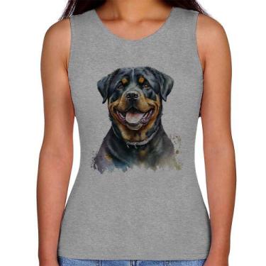 Imagem de Regata Feminina Cachorro Rottweiler - Foca na Moda, Cinza, G