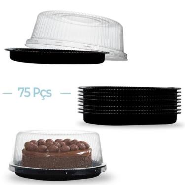 Imagem de Kit C/ 75 Embalagem Descartável Delivery P/ Bolo 22x9cm - pp