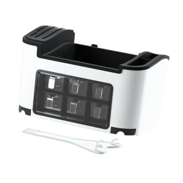 Imagem de IEUDNS Organizador de armazenamento de cozinha colher colher pauzinhos rack de especiarias de armazenamento com slot de telefone de fácil acesso ao suporte, Branco