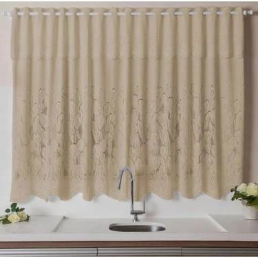 Imagem de Cortina Clássica Desert em Renda Tulipinha 2,20m x 1,20m + 30cm Bandô 