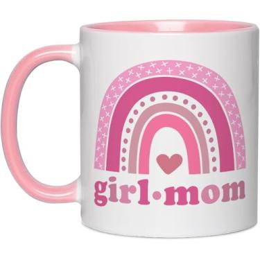 Imagem de Fatbaby Caneca de café divertida para mãe de meninas, aniversário humorístico, Natal, Dia das Mães, presente para meninas, mamãe, xícara de chá arco-íris 325 ml