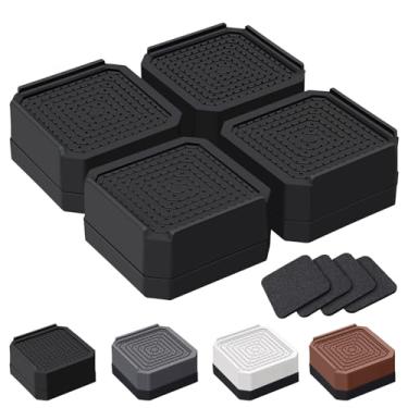 Imagem de ANNKUT Elevadores de móveis de cama resistentes, blocos de suporte retangulares ajustáveis para camas, mesas, sofás, cadeiras, levante até 3,8 cm, suporta até 1,814 kg (preto)