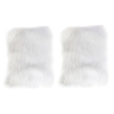 Imagem de Polainas felpudas falsas, 1 par de polainas felpudas de 29 cm para mulheres, capas quentes de inverno, para Halloween, fantasia hippie, polainas peludas brancas
