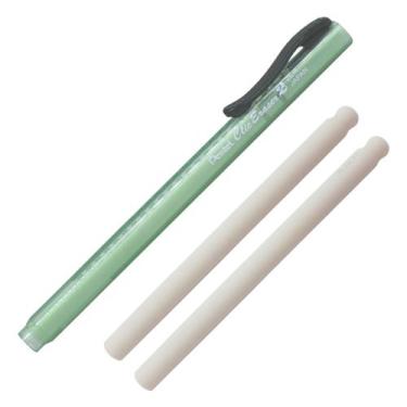Imagem de Kit Caneta Borracha PENTEL Clic Eraser Transparente + 2 Refil, Verde