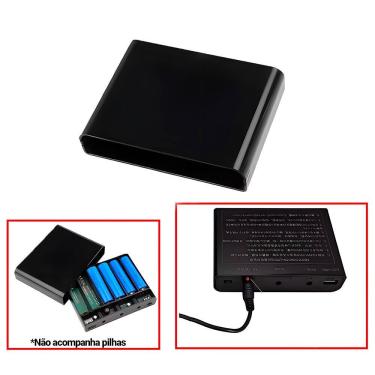 Imagem de Fonte de Alimentação Ininterrupta, UPS, 5V/ 9V/ 12V, Entrada 6x Baterias 18650, Para Câmera e Roteador - Preto