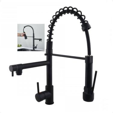 Imagem de Torneira Gourmet Cozinha Monocomando Dois Jatos Aerador Misturador Agua Quente Fria Cuba Mesa Pia Bancada Area Externa Sofisticado Luxo