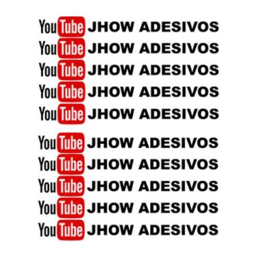 Imagem de 10 Adesivos YouTube 30cm Carro Moto Caminhão - Preto - Jhow Adesivos