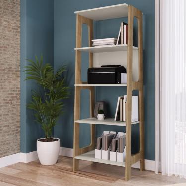 Imagem de Estante Multiuso 5 Prateleiras Primazzia Carvalho Mel/off White