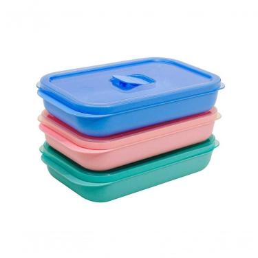 Imagem de Conjunto 3 Potes Hermetico Quadrado 500ml Microondas Dup