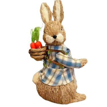Imagem de Coelho Rattan Xadrez Azul 32cm - Grillo