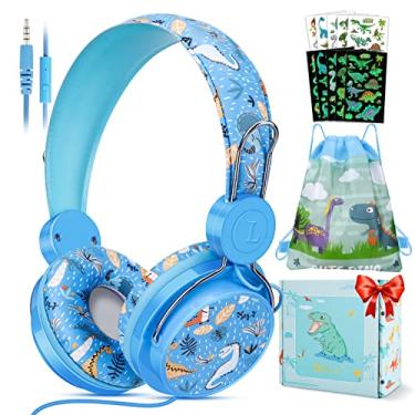 Imagem de QearFun Fones de ouvido unicórnio para meninas e crianças para escola, fones de ouvido com fio com microfone e conector de 3,5 mm, fones de ouvido com cancelamento de ruído para adolescentes e crianças com faixa ajustável para tablet/smartphones