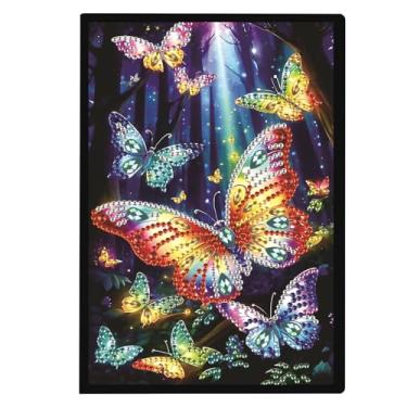 Imagem de Focart Kit de caderno de pintura de diamante DIY, tema de borboleta, caderno de arte de diamante em formato especial para escrever e desenhar