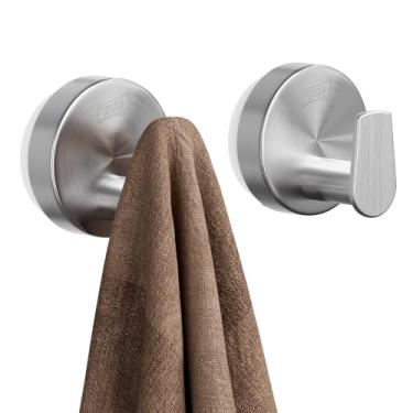Imagem de TAILI Ganchos elegantes de sucção de banheiro de aço inoxidável 304 para toalha, roupão de banho, bucha, gancho de parede de vidro para pendurar sem danos, suporte de ventosa forte patenteado, suporta