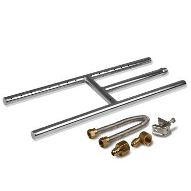 Imagem de Queimador H de lareira e lareira de 45,7 cm x 15,2 cm (gás natural) com kit de conexão