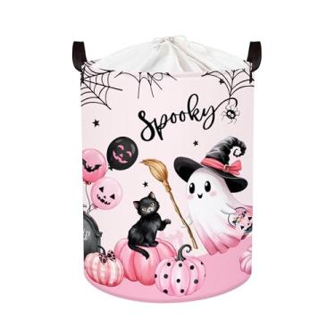 Imagem de HUUMONSS Cesta de armazenamento de bebê de Halloween, morcego, abóbora, dobrável, cesto de roupa infantil, grande, para meninos e meninas, caixa de brinquedo para quarto de bebê, casa mal-assombrada