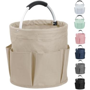 Imagem de IHOMAGIC Organizador de limpeza multifuncional 17L em tecido Oxford 600D, suporte dobrável de suprimentos de limpeza com alça confortável, bolsa de ferramentas com 6 bolsos laterais para acampamento