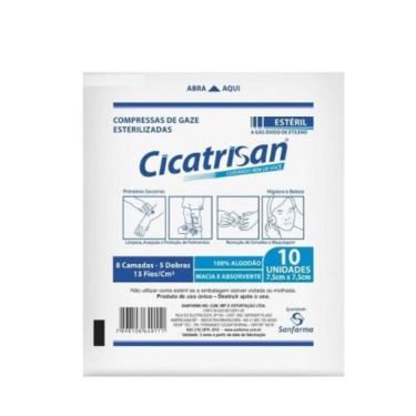 Imagem de Gaze Sanfarma Estéril Cicatrisan 13 Fios 10 Unidades