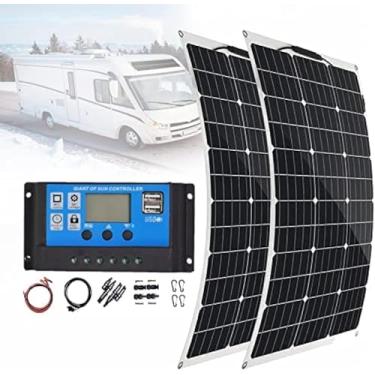 Imagem de Kit De Painel Solar Flexível De 600 W Cabos De Controlador De Carga De 40a Com Conector Fotovoltaico De Clipe Jacaré, Carregador De Bateria Solar De 12 V Para Cabine De Iate Barco Rv