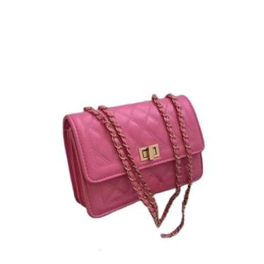Imagem de bolsa feminina transversal crossbody passeio alça corrente (Rosa)