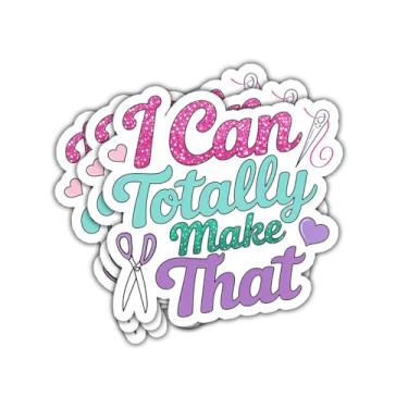 Imagem de 3 peças I Can Totally Make That Sticker Craft Scissors and Needle Gift for Sewists Crafters Quilters Cricut Users and Makers I Can Totally Make That Adesivos Decalque de Costura para Laptop Garrafa