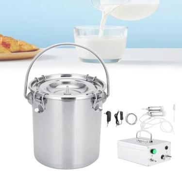 Imagem de CNAOHGHN MáQuina De Ordenha EléTrica Pulsada Para Vacas/Cabras, Suprimentos De Ordenha Com Balde De AçO InoxidáVel + 2 Copos De Tetina, Ordenhadeira Com Bomba De VáCuo Para Fazenda